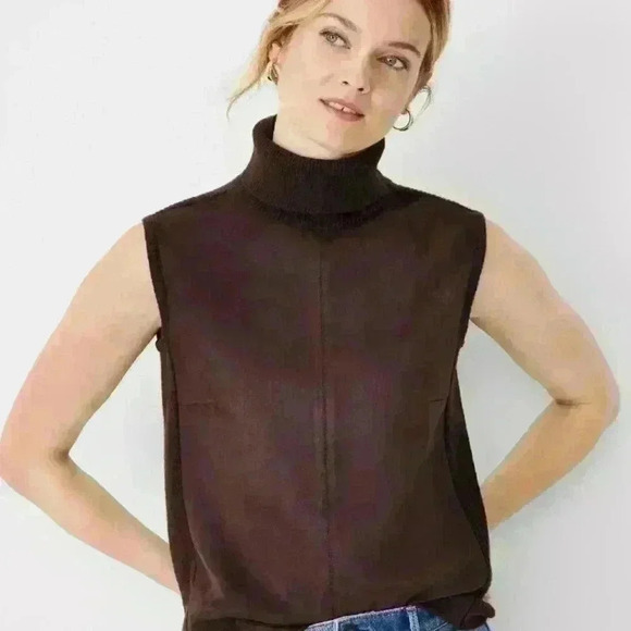 Ann Taylor Tops - NWT ANN TAYLOR FAUX SUEDE KNIT TURTLENECK